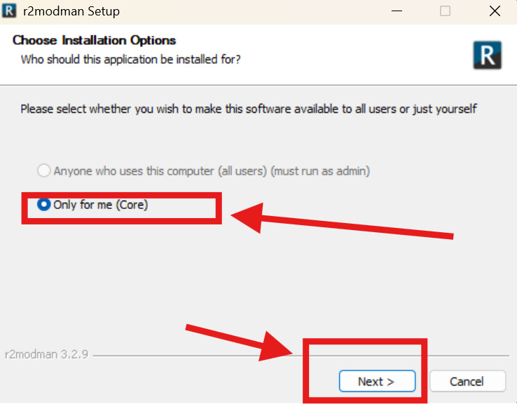 R2modman installation setup